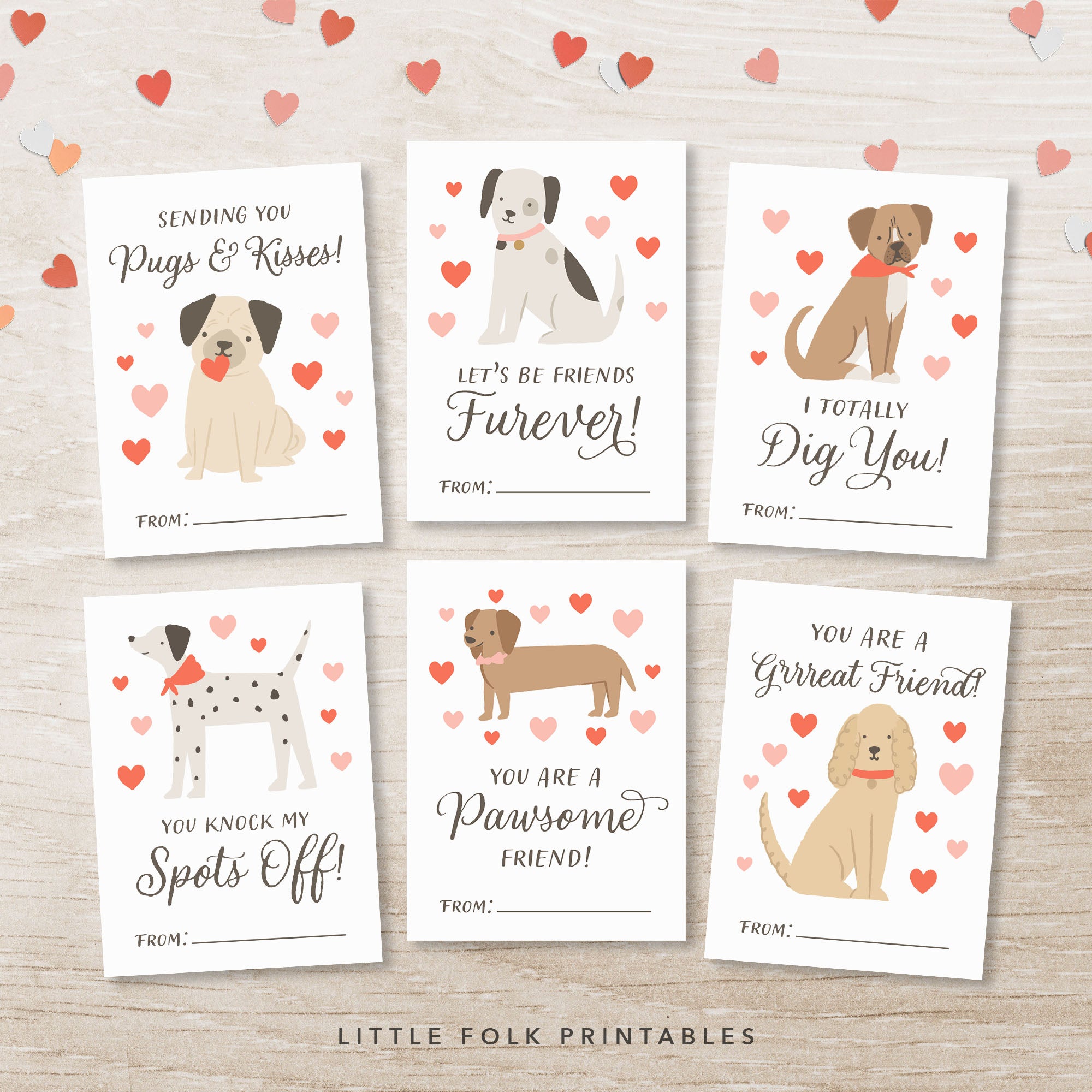 Dog Valentine's Cards - Little Folk Printables for Free Printable Dog Valentines Day Cards