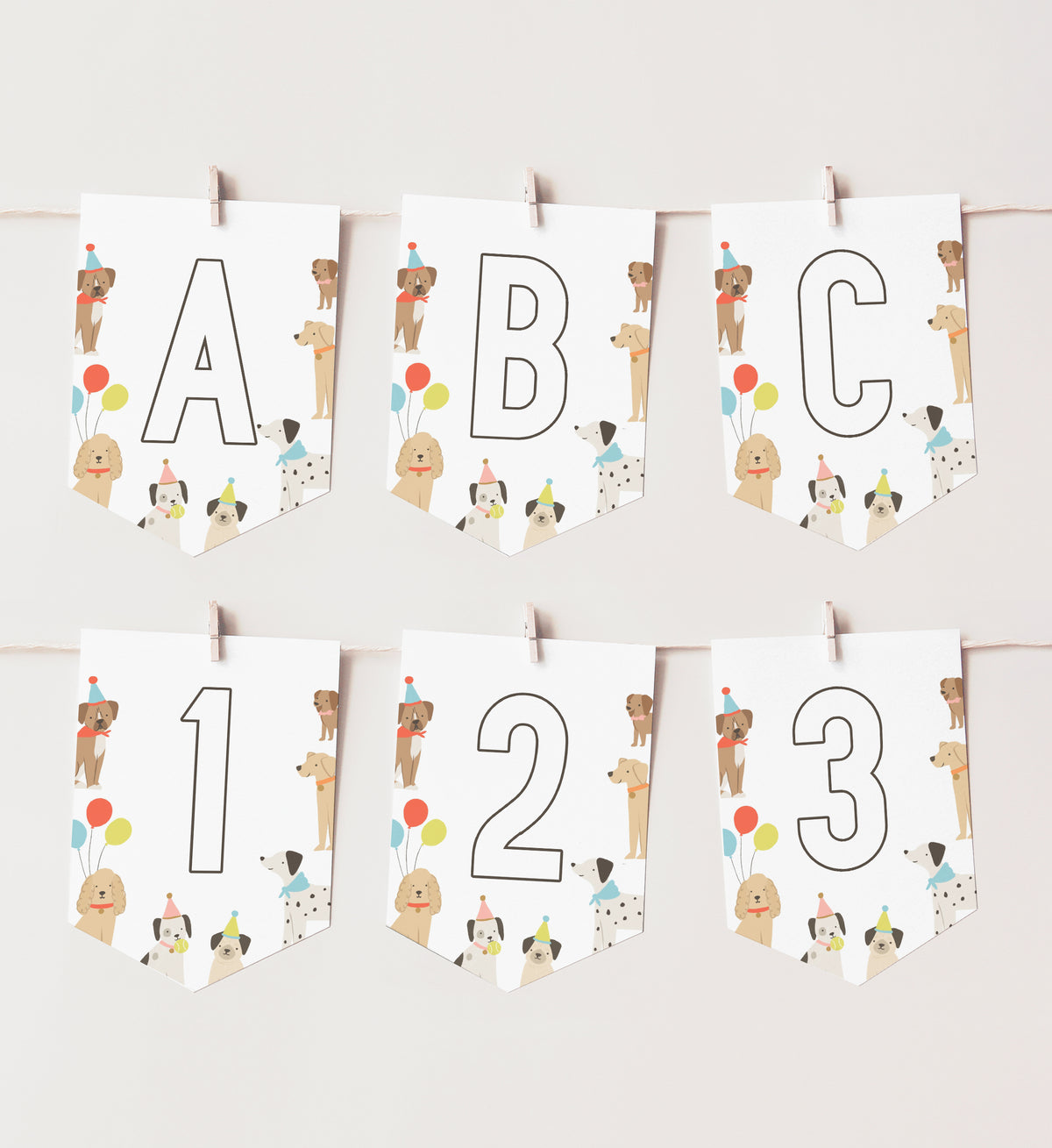 Puppy Birthday Pennant Banner Template