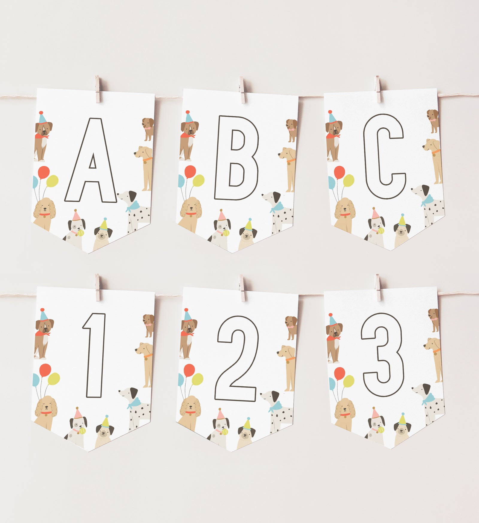 Puppy Birthday Pennant Banner Template