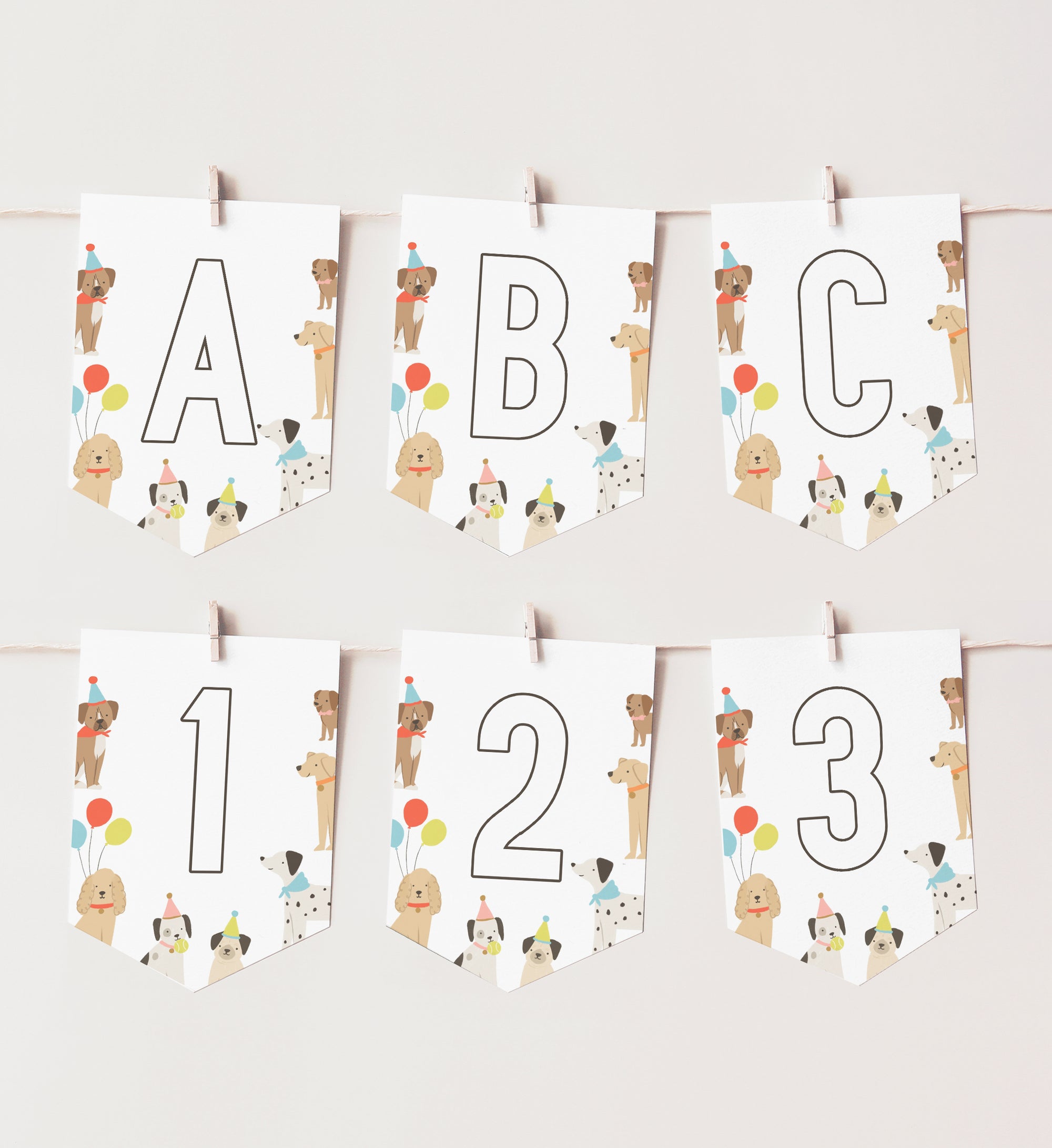 Puppy Birthday Pennant Banner Template