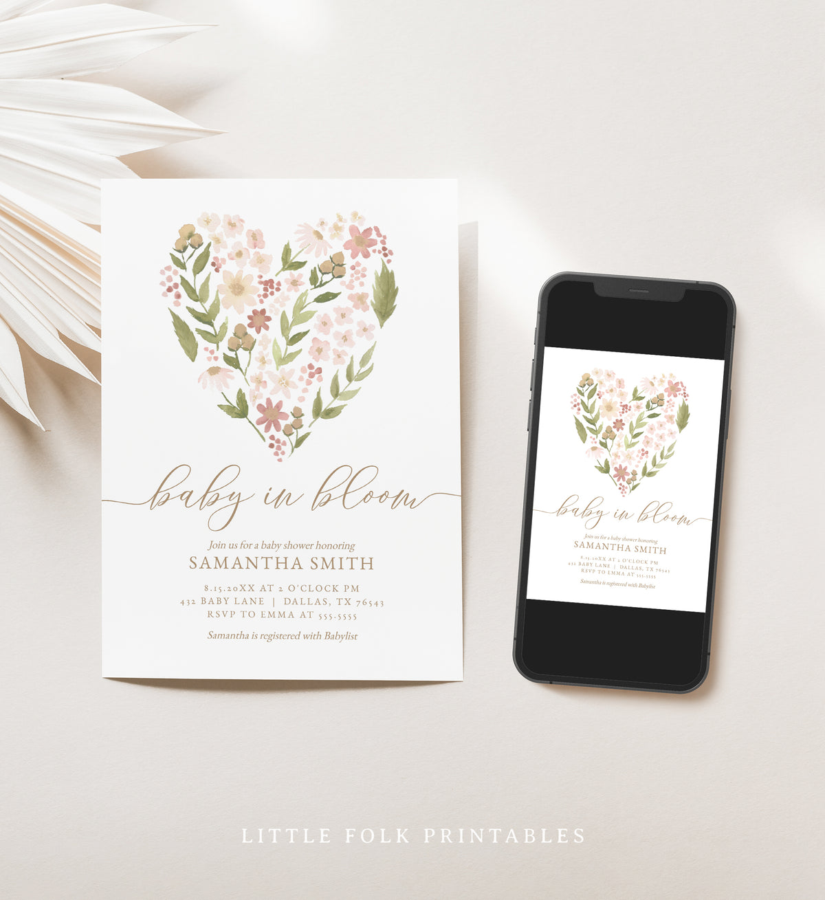 Editable Baby in Bloom Baby Shower Invitation Template