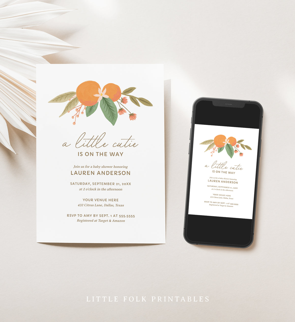 A Little Cutie is on the Way Baby Shower Invitation Template No. 2