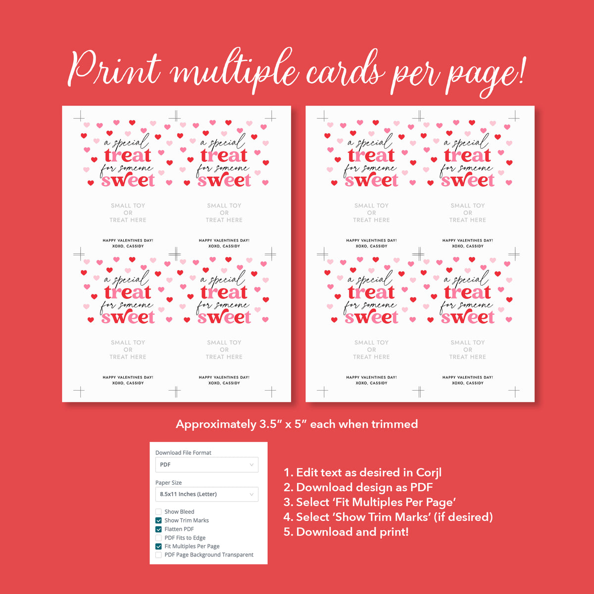 A Little Treat Valentine's Card Template (3.5x5")