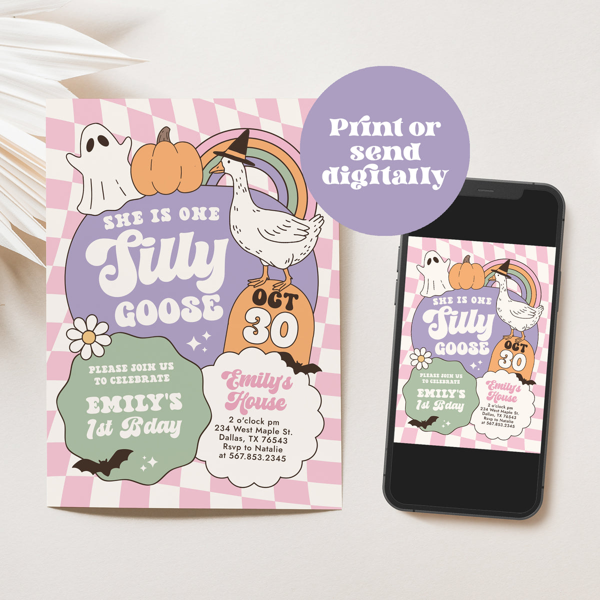 One Silly Goose Halloween Birthday Invitation