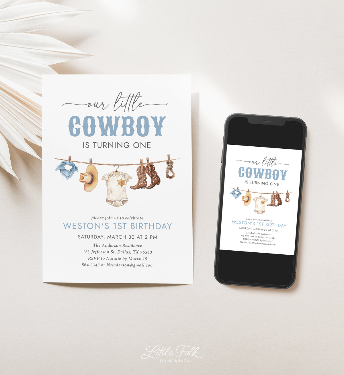 Editable Cowboy Birthday Invitation Template