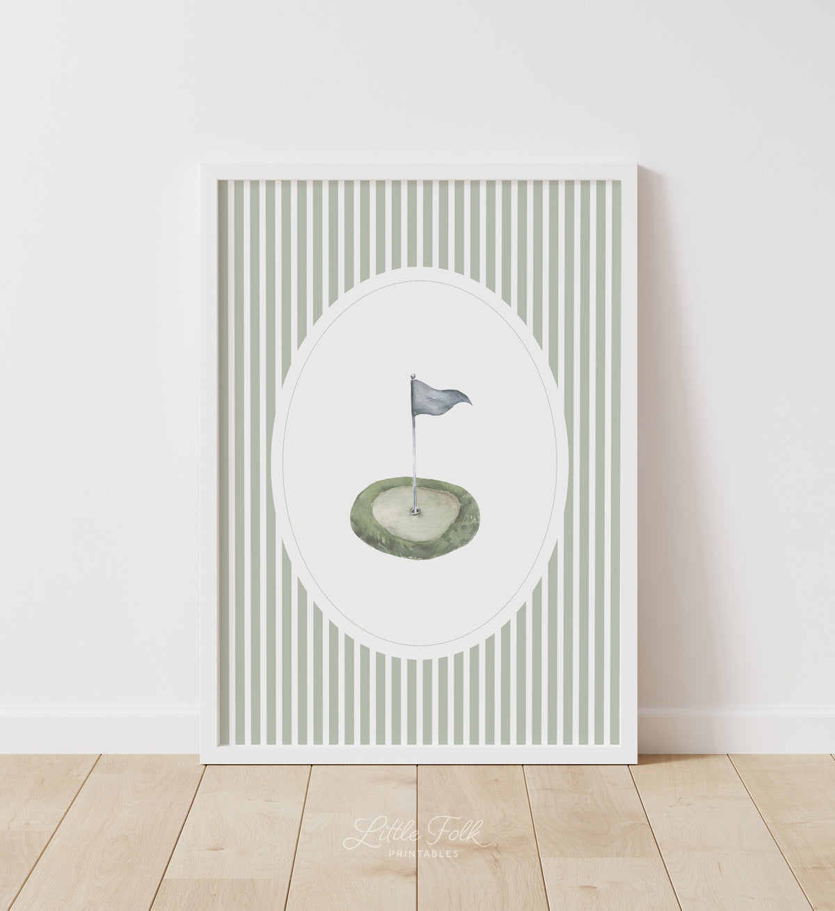 Sage Green Vintage Golf Course Print