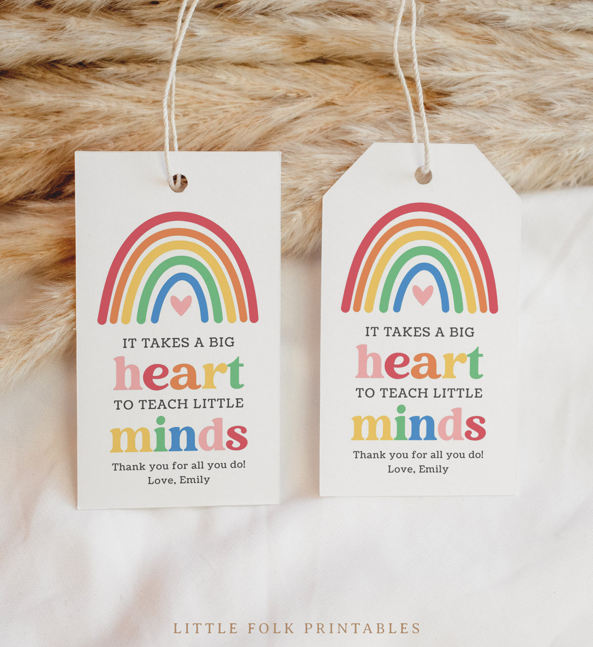 Big Heart Rainbow Teacher Appreciation Tag Template