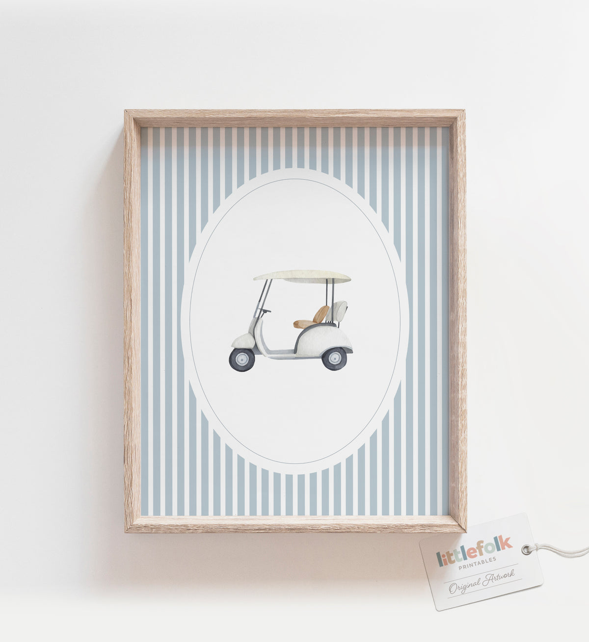 Blue Vintage Golf Cart Print