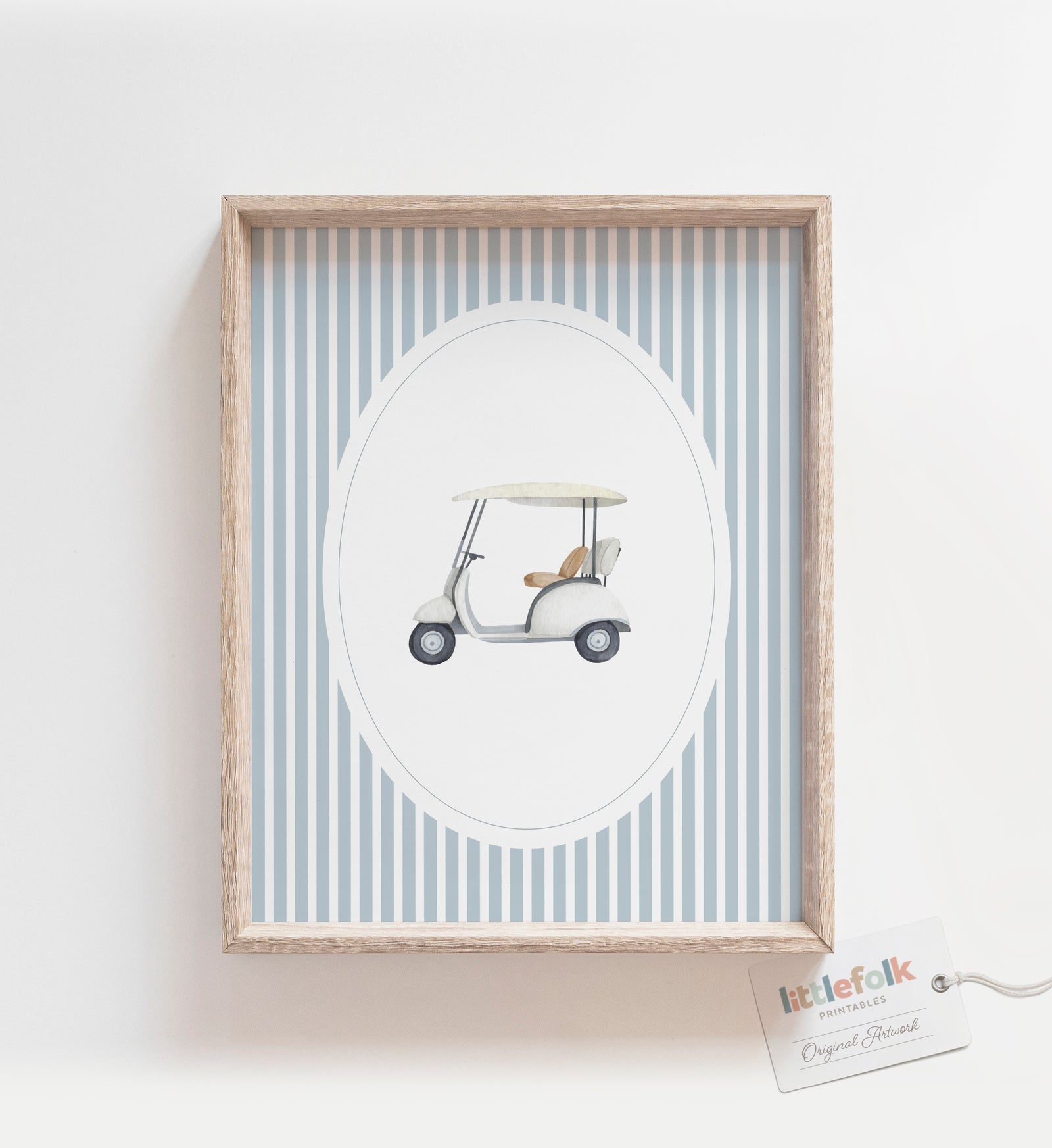 Blue Vintage Golf Cart Print