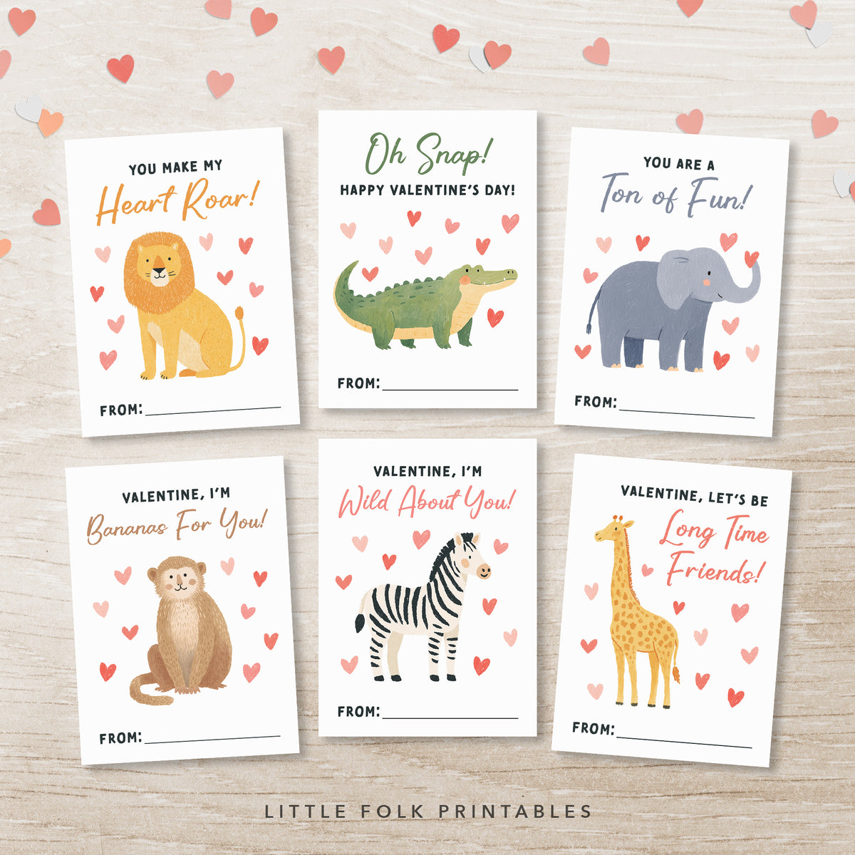 Safari Animals Valentine's Cards
