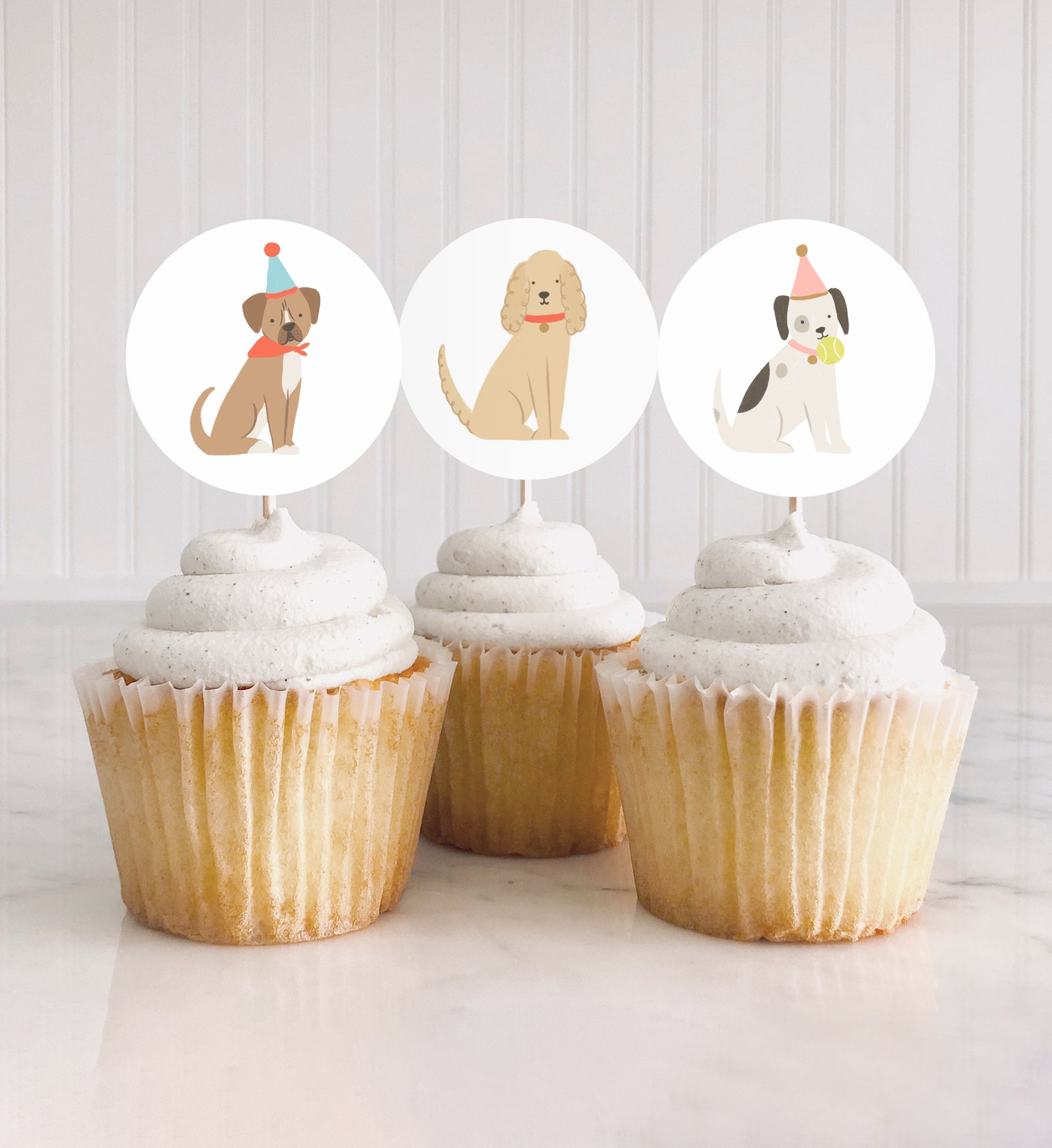 Printable Dog Birthday Cupcake Toppers