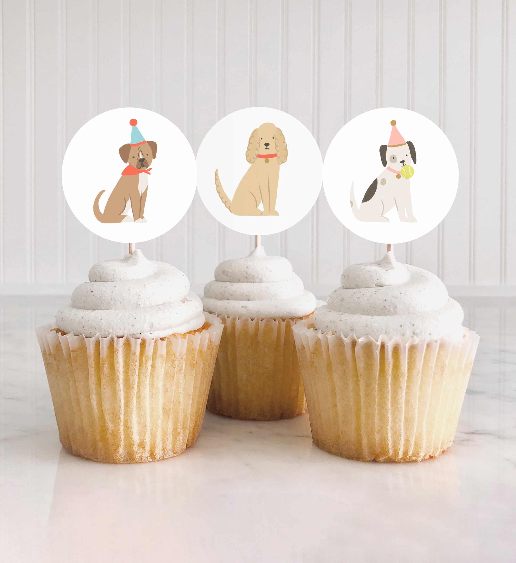 Printable Dog Birthday Cupcake Toppers