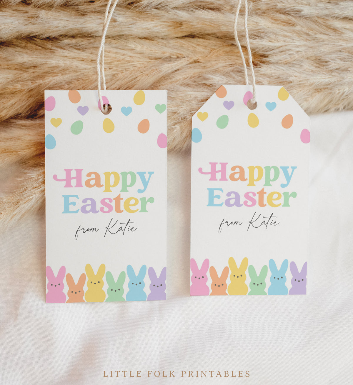 Pastel Bunnies Happy Easter Tag Template