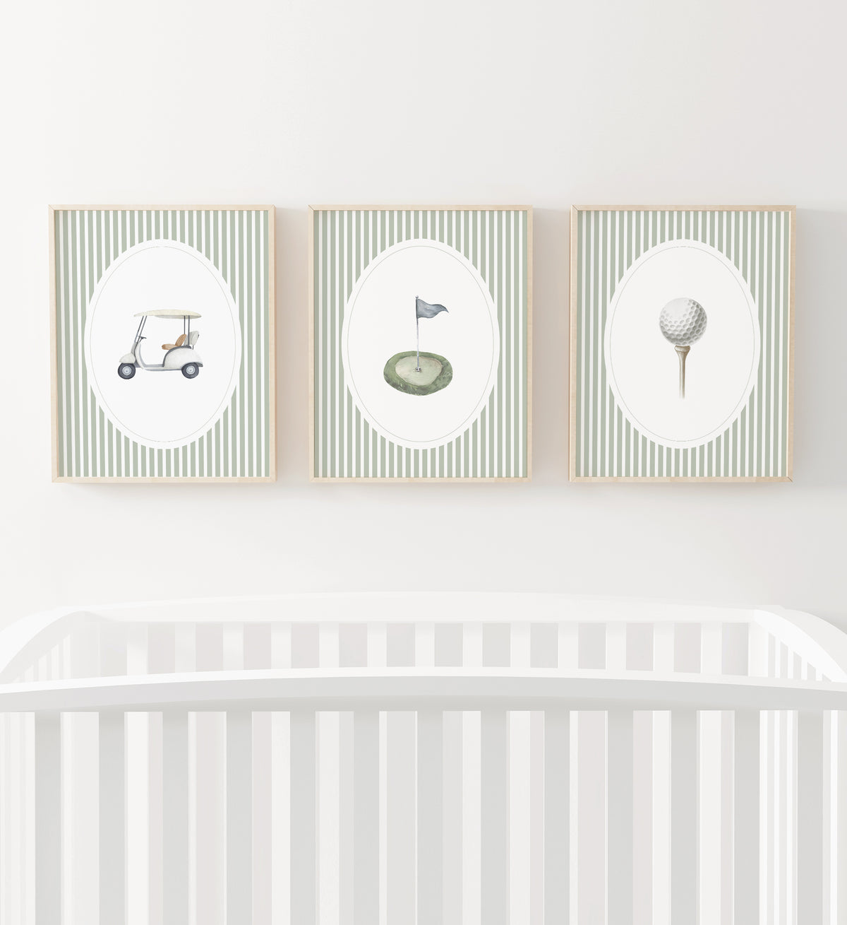 Sage Green Vintage Golf Prints - Set of 3