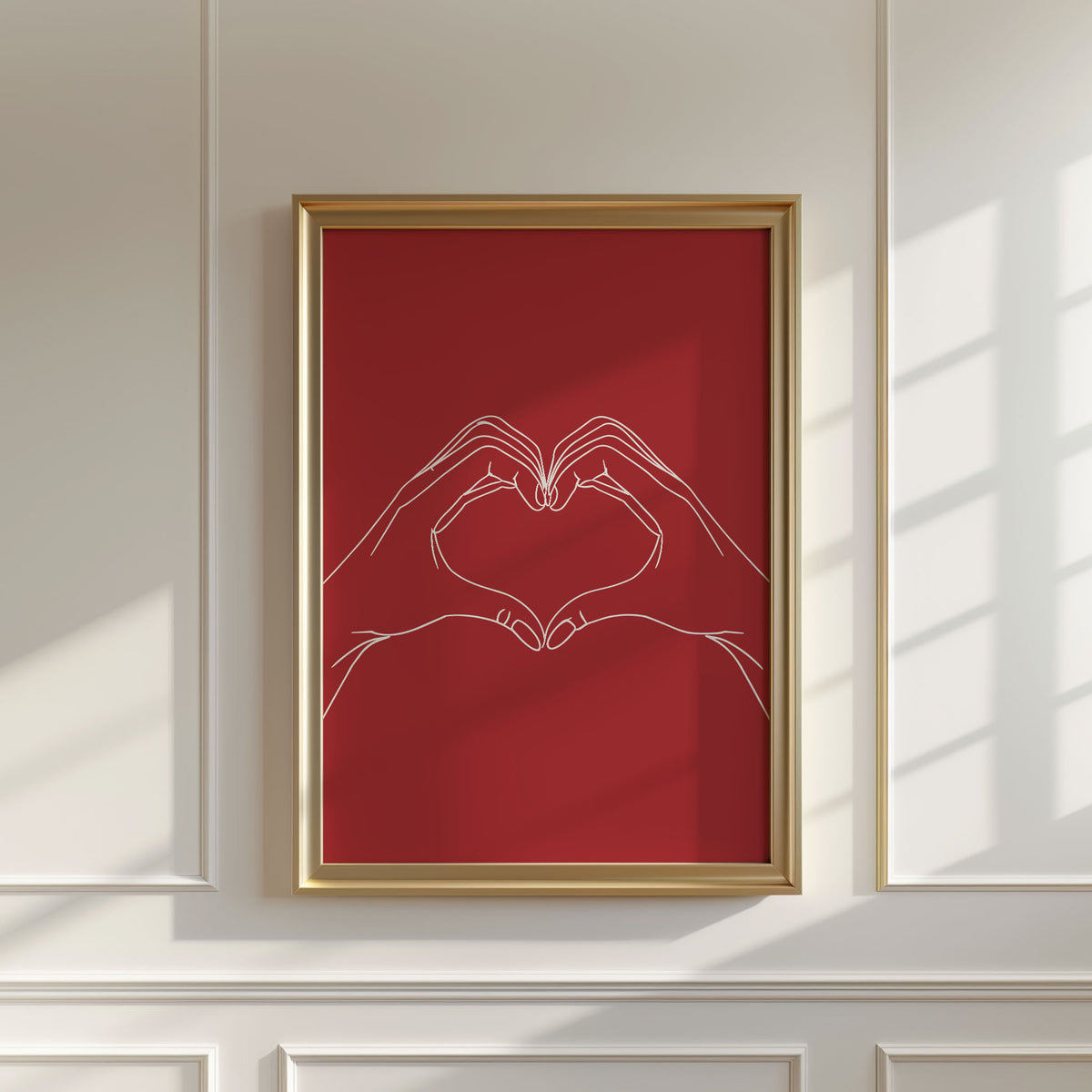 Red Heart Hands Print