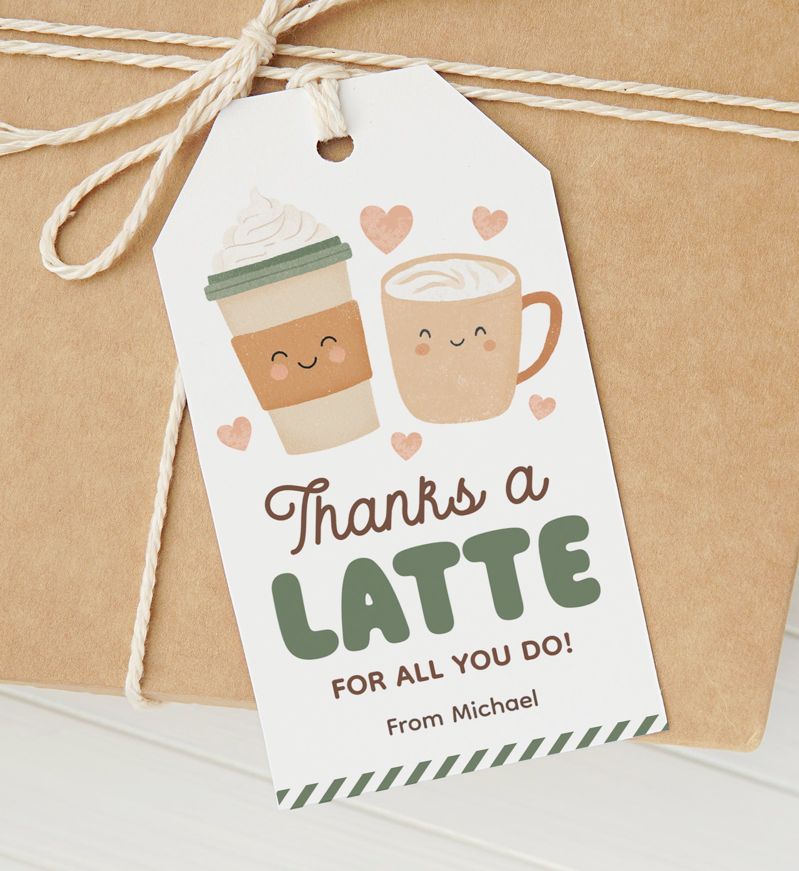 Thanks a Latte Teacher Appreciation Tag Template