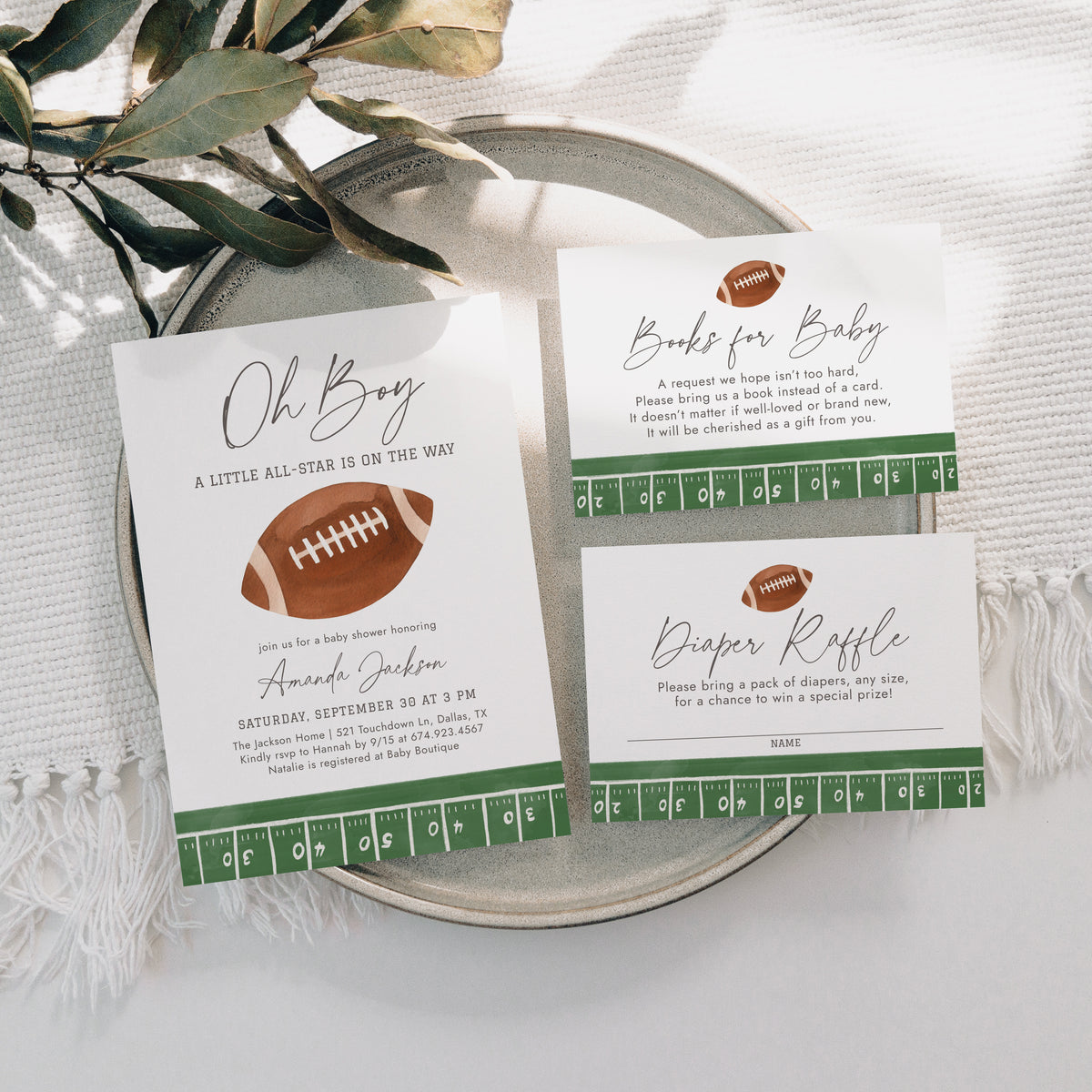 Football Baby Shower Invitation Suite