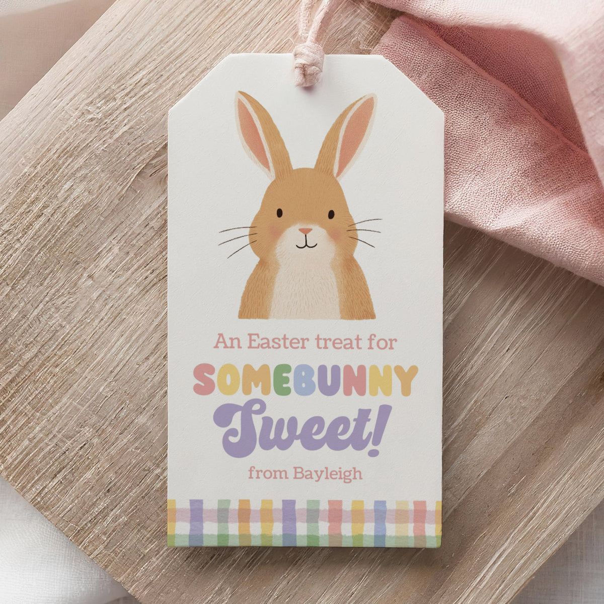 Gingham Easter Bunny Treat Tag