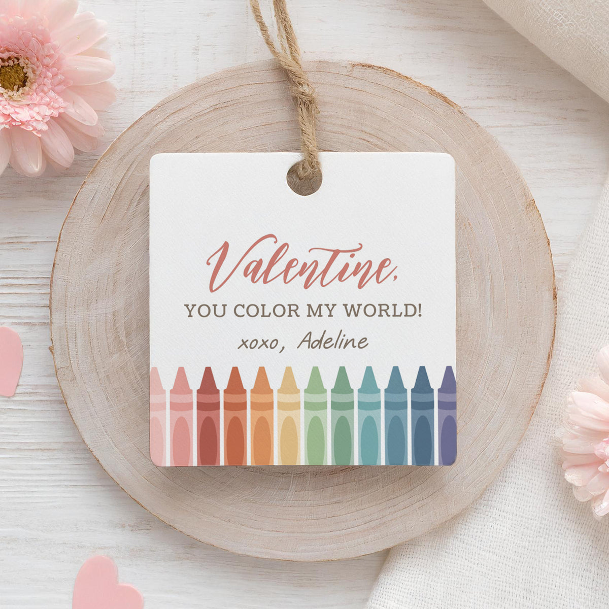 Crayon Valentine&#39;s Tag Template
