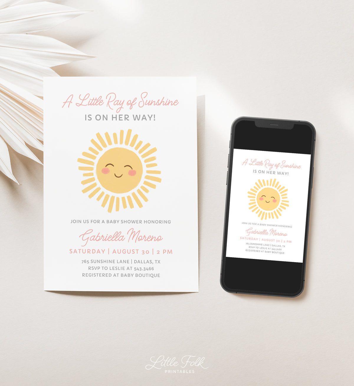 Little Sunshine Baby Shower Invitation