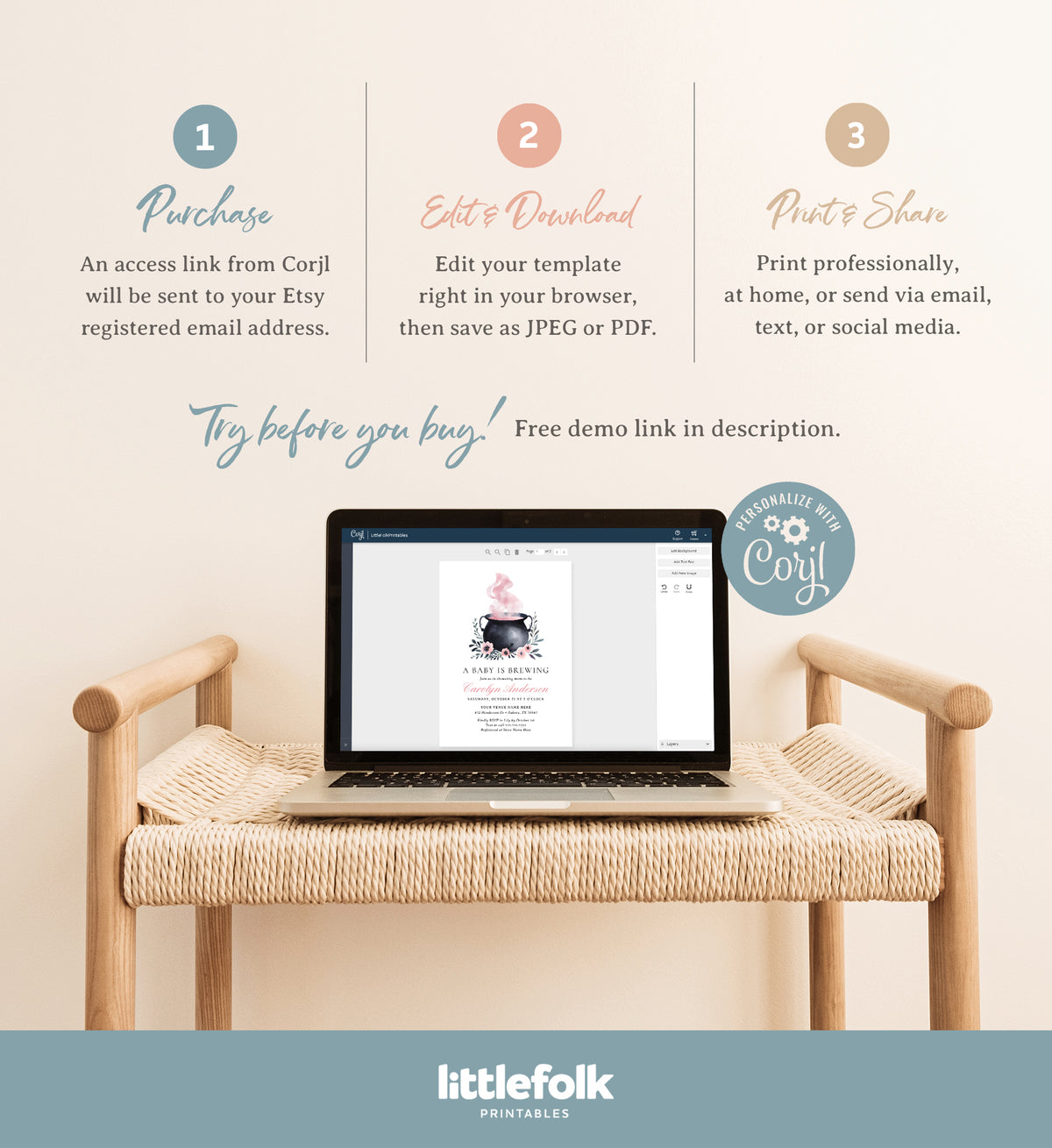 A Baby is Brewing Girl Baby Shower Invitation Template