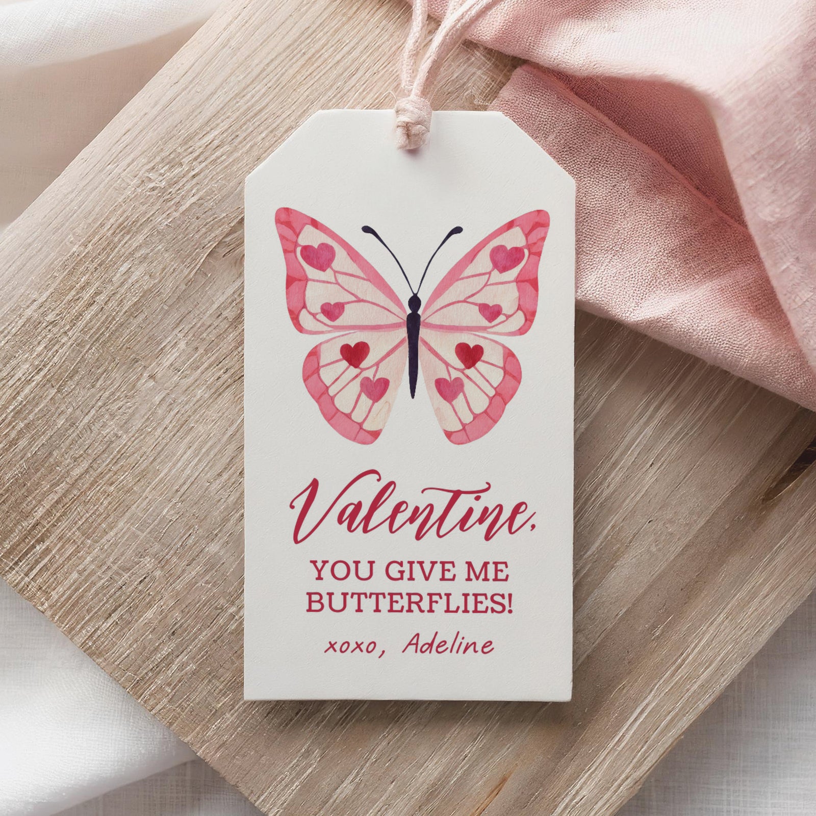 Butterfly Valentine's Tag Template