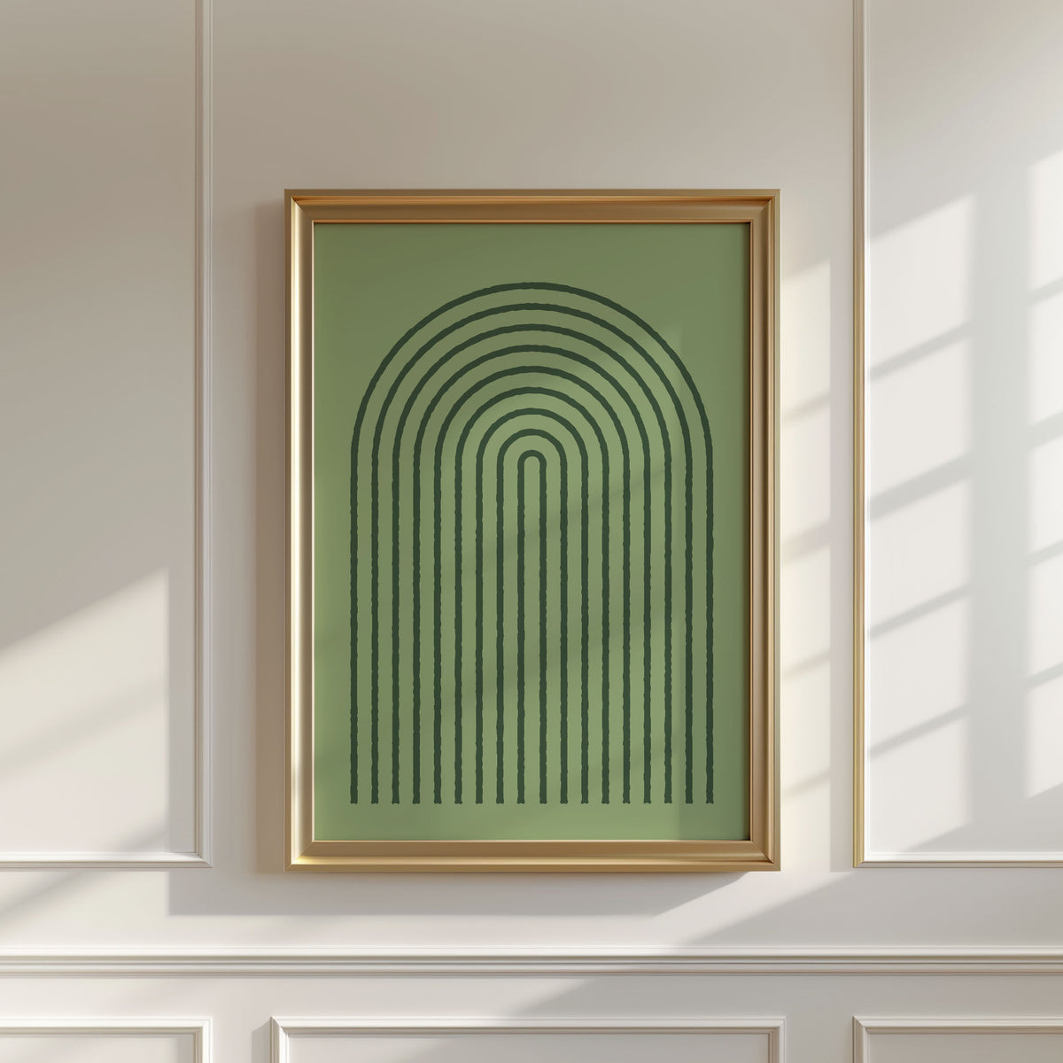 Green Geometric Rainbow Print