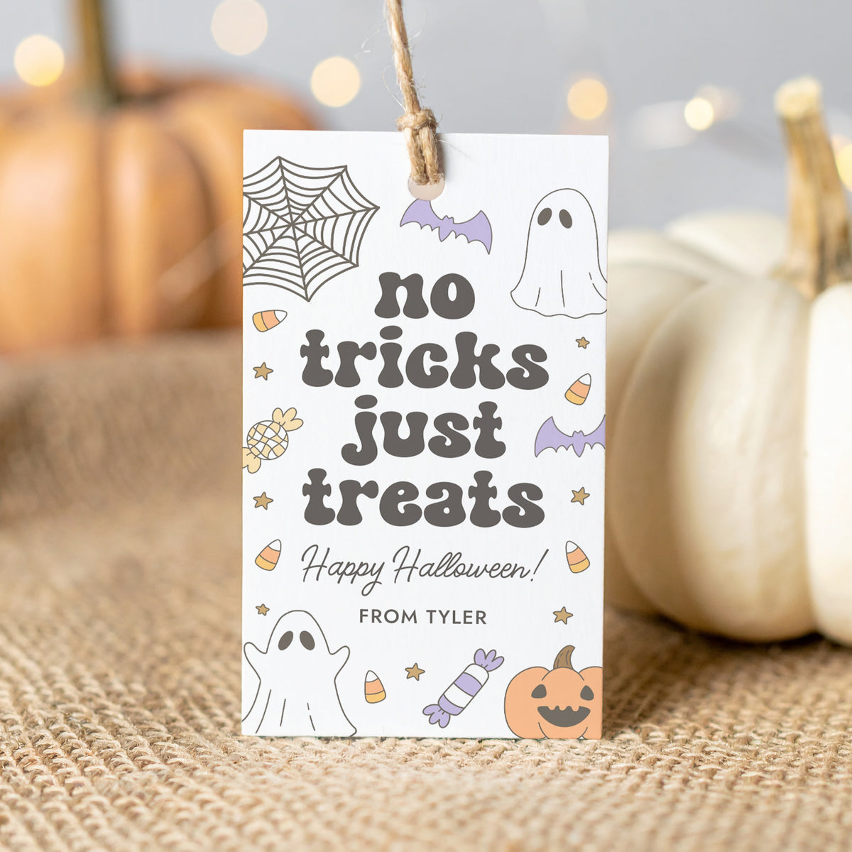 Halloween Tag Template (No Tricks Retro)