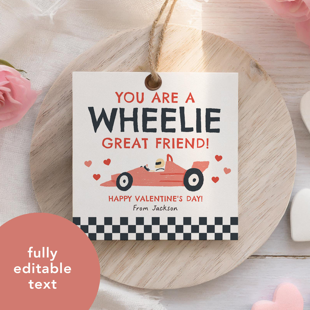 Race Car Valentine's Tag Template