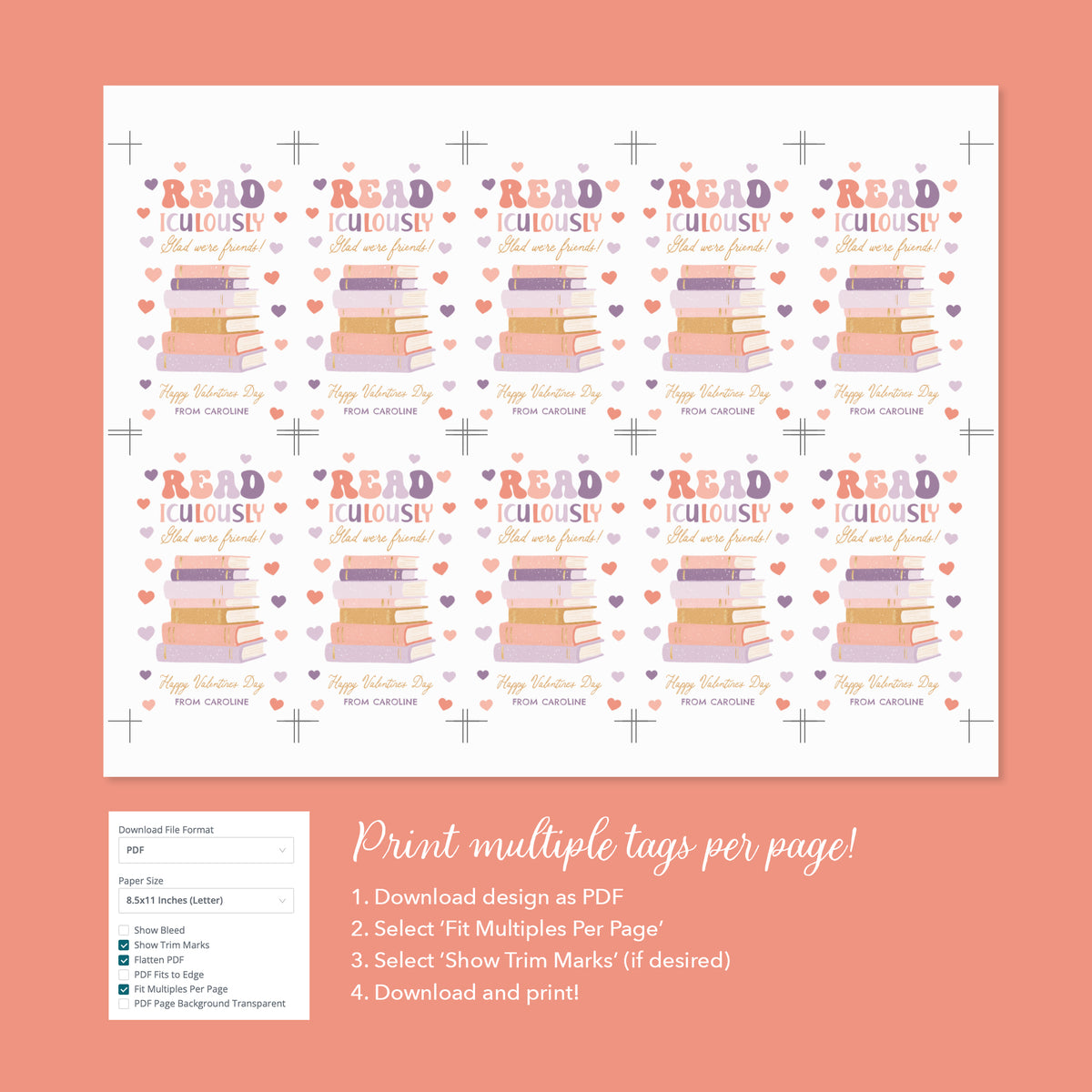 Book Valentine's Tag Template