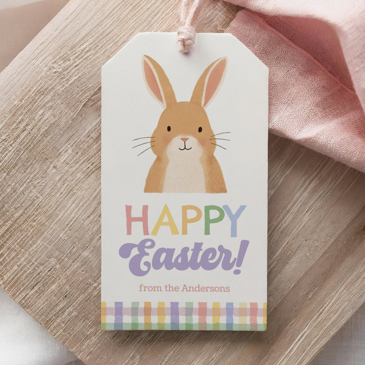 Gingham Happy Easter Bunny Tag