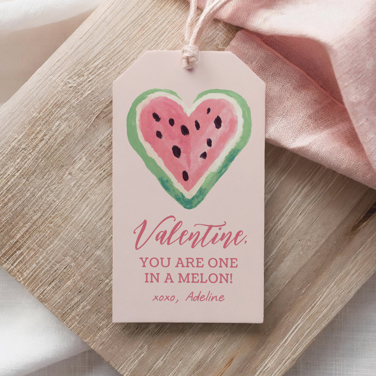 Watermelon Valentine&#39;s Tag Template