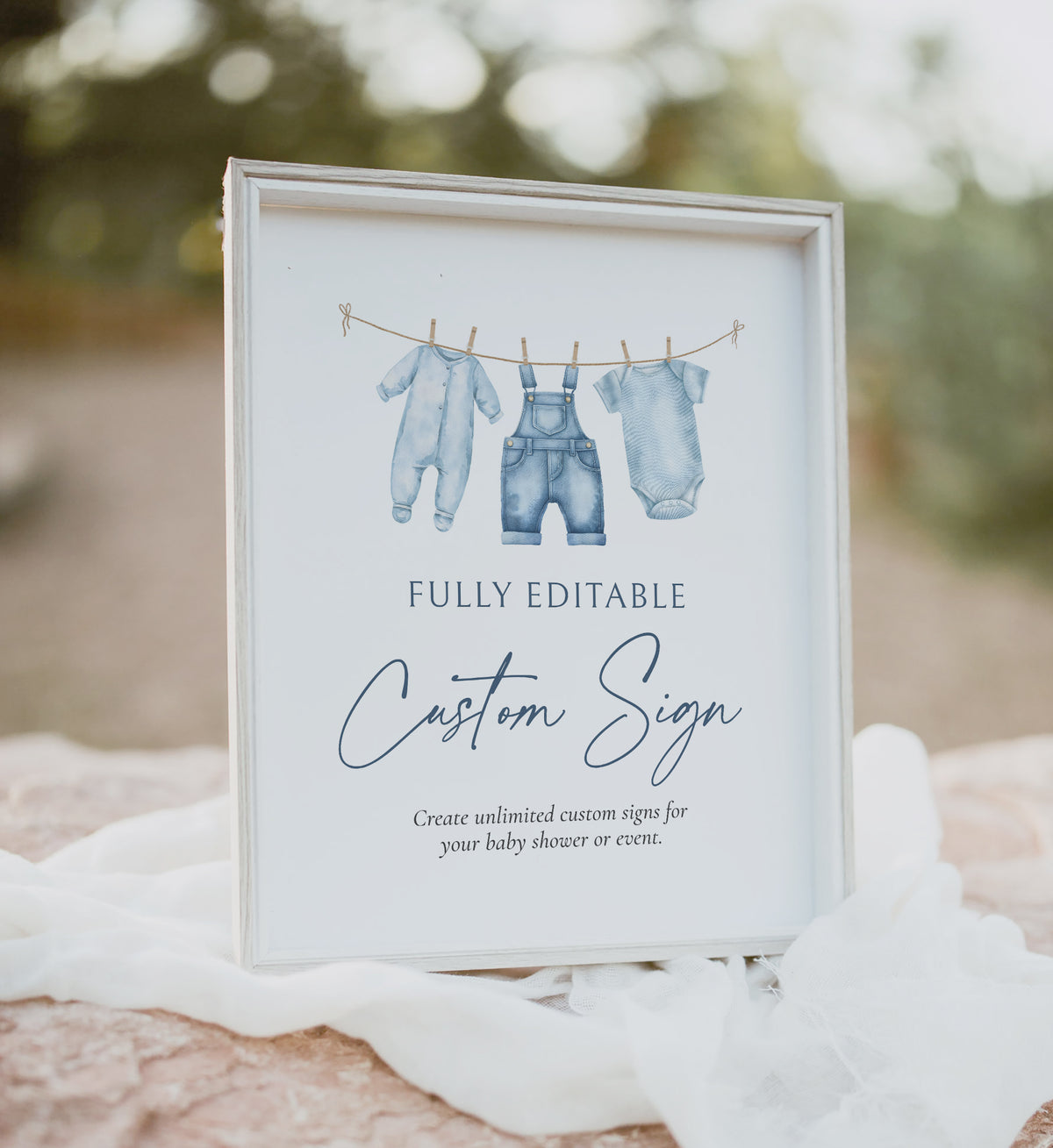 Blue Jean Baby Shower Custom Sign Template