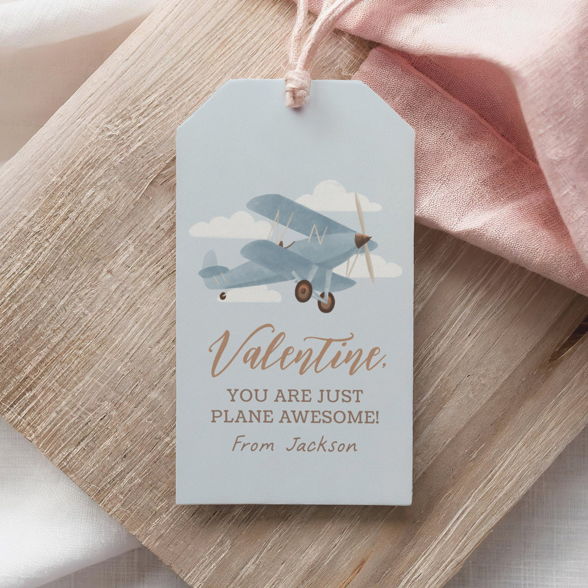 Airplane Valentine&#39;s Tag Template