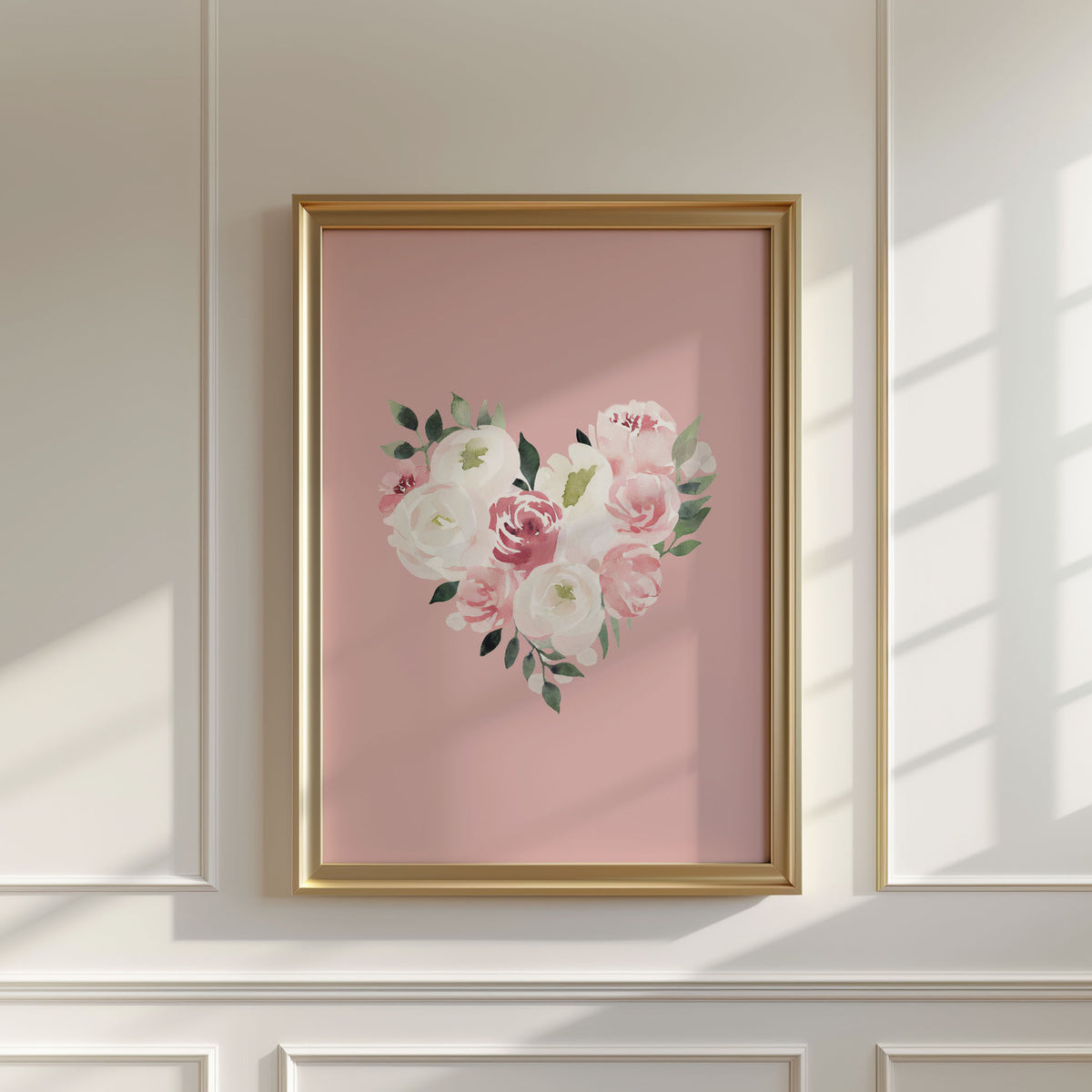 Pink Floral Heart Print