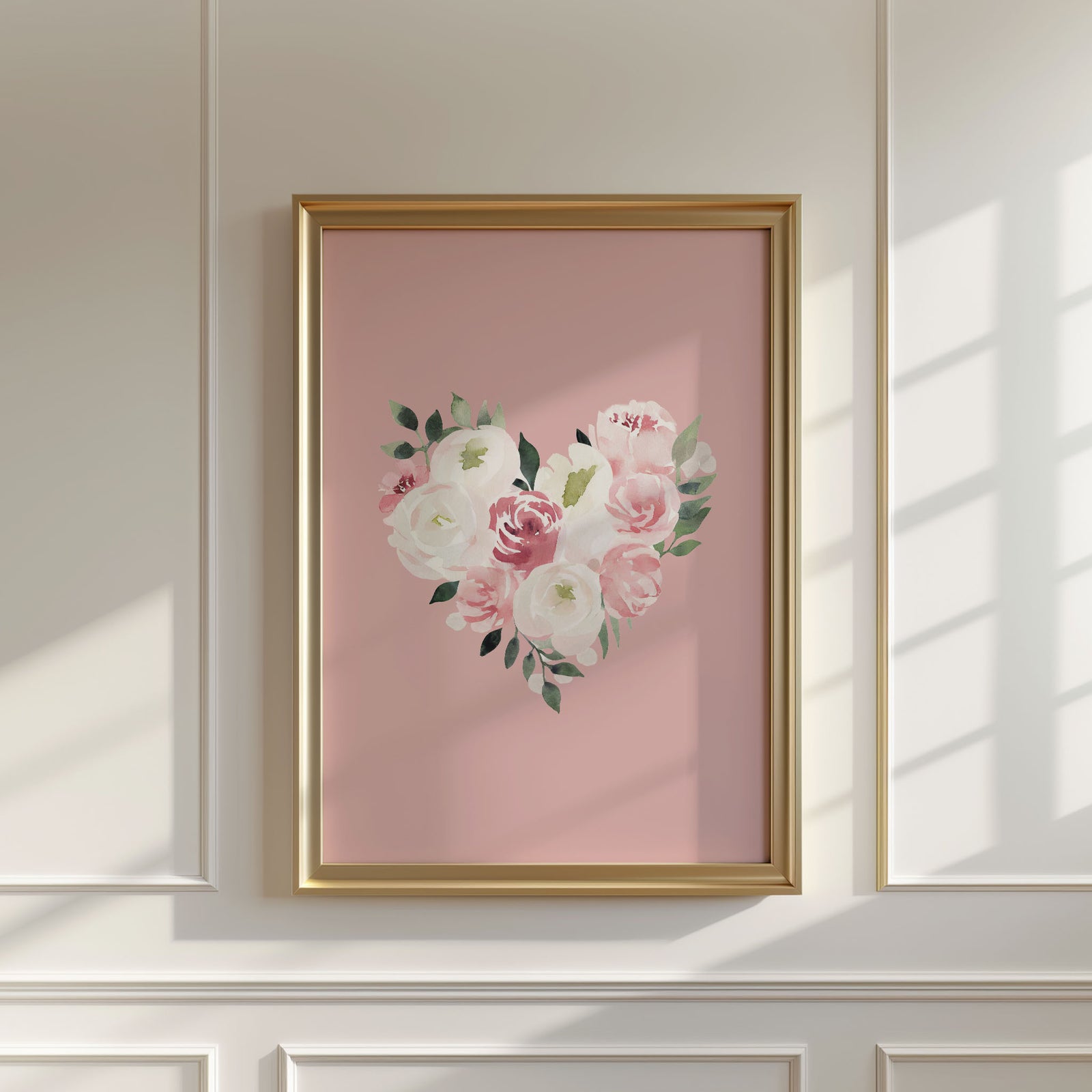 Pink Floral Heart Print