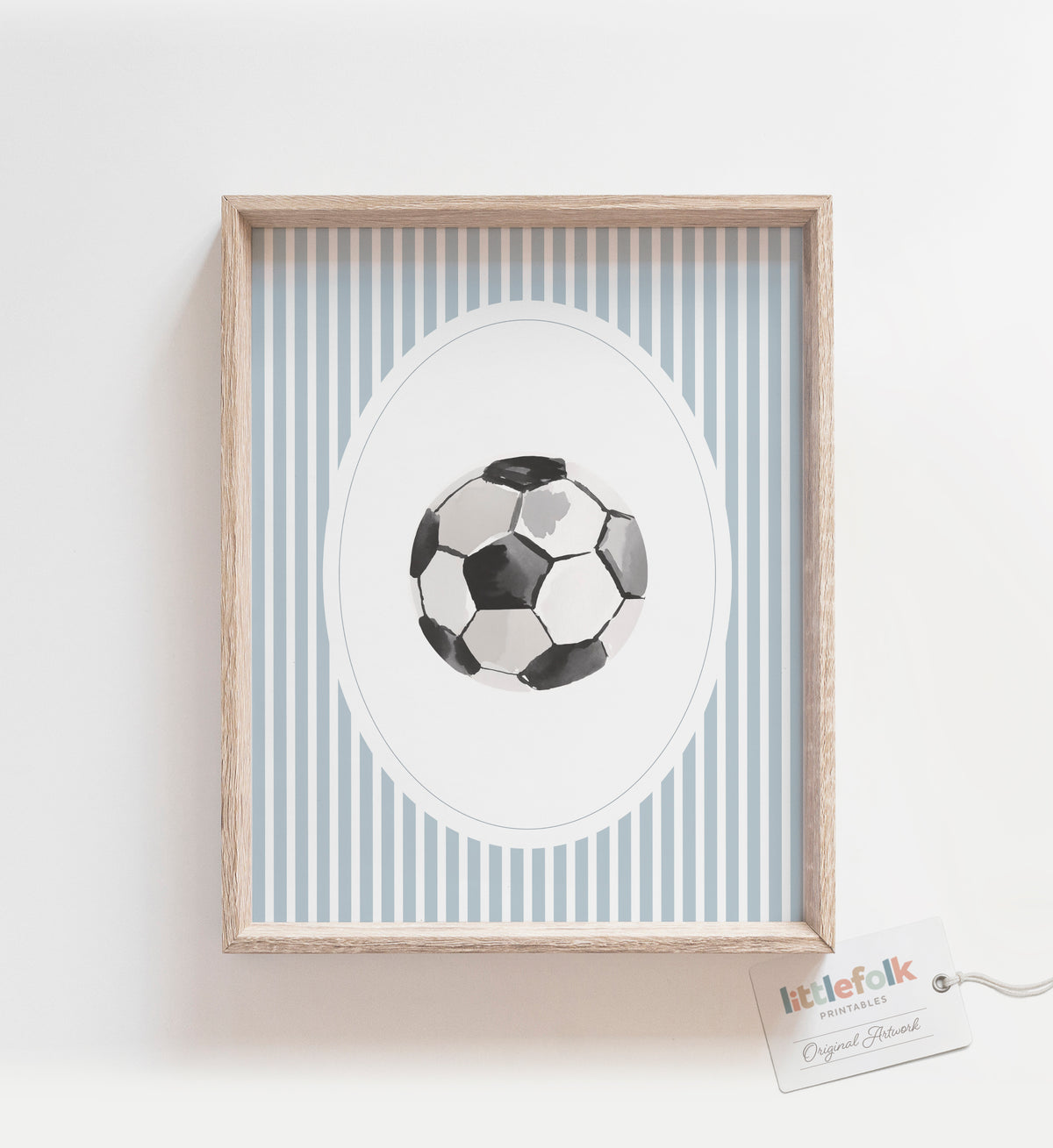 Blue Vintage Soccer Ball Print