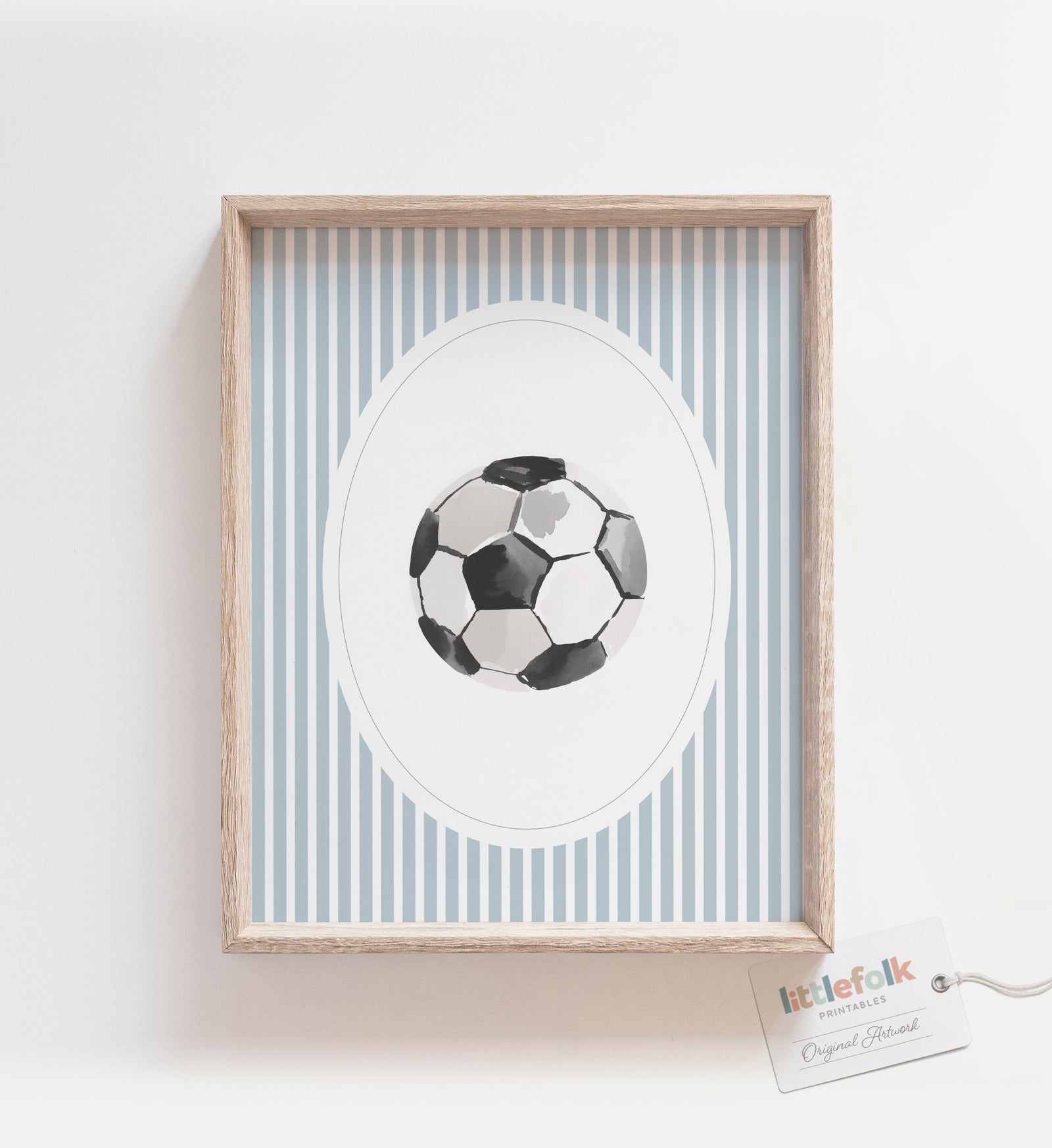 Blue Vintage Soccer Ball Print