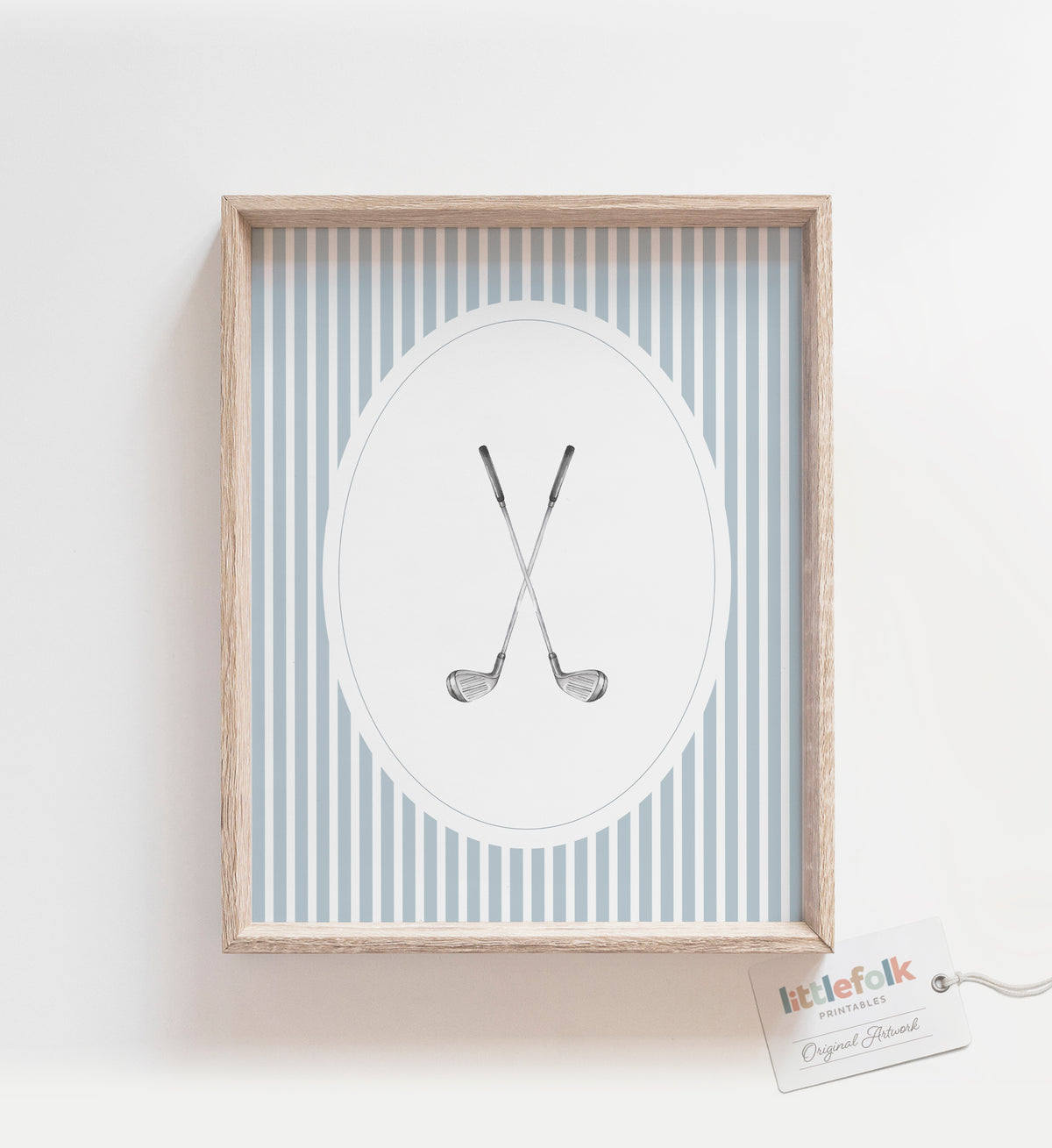Blue Vintage Golf Clubs Print