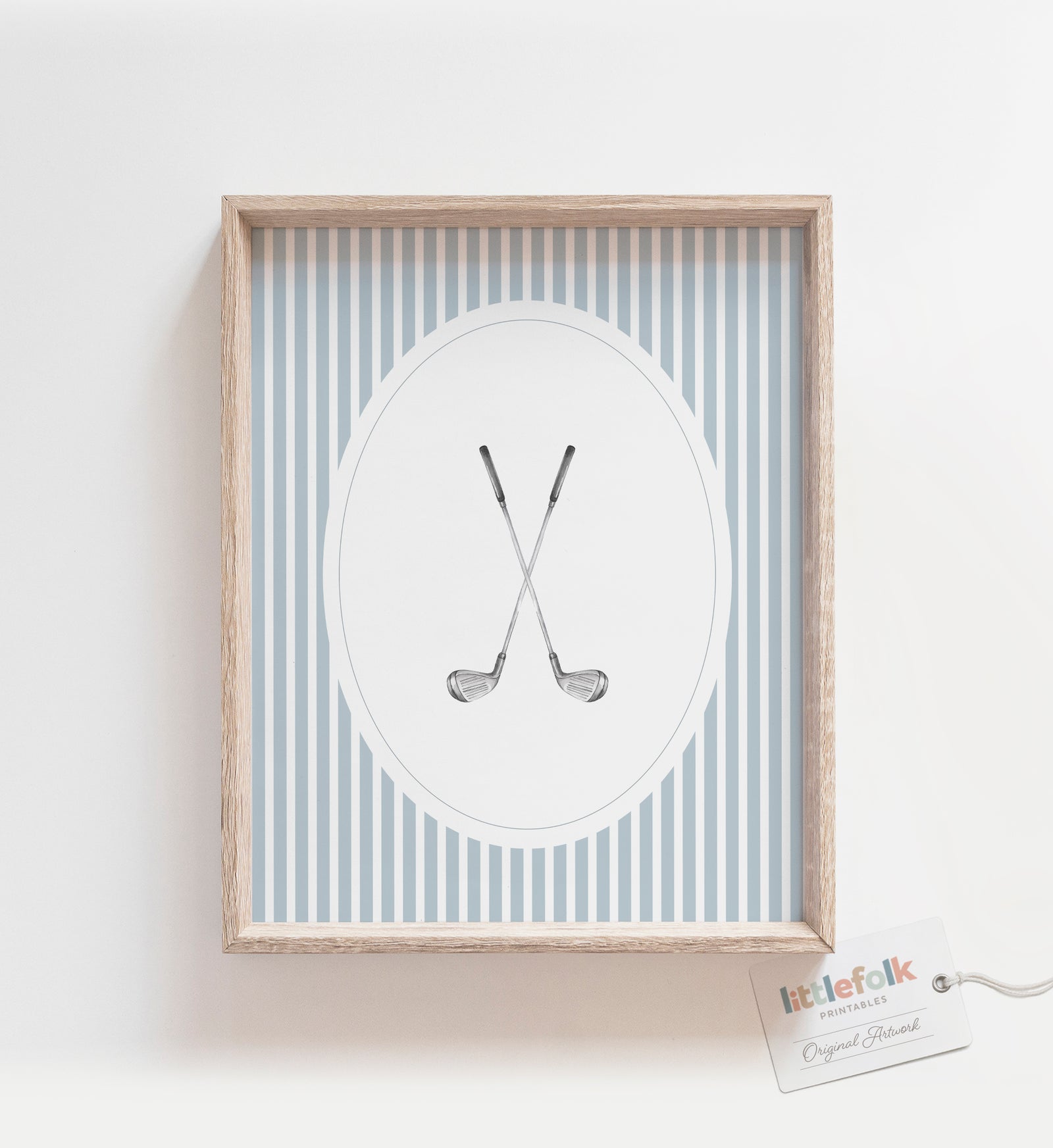 Blue Vintage Golf Clubs Print