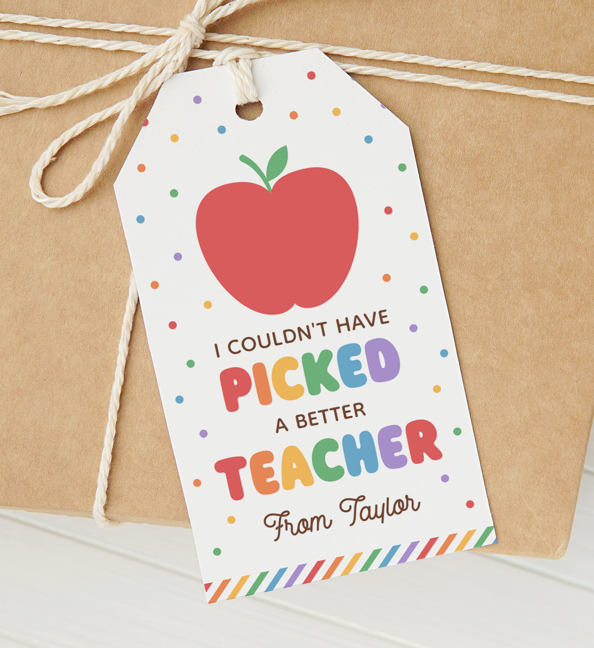 Apple Teacher Appreciation Tag Template