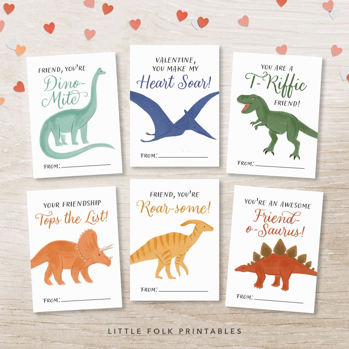 Dinosaur Valentine&#39;s Cards