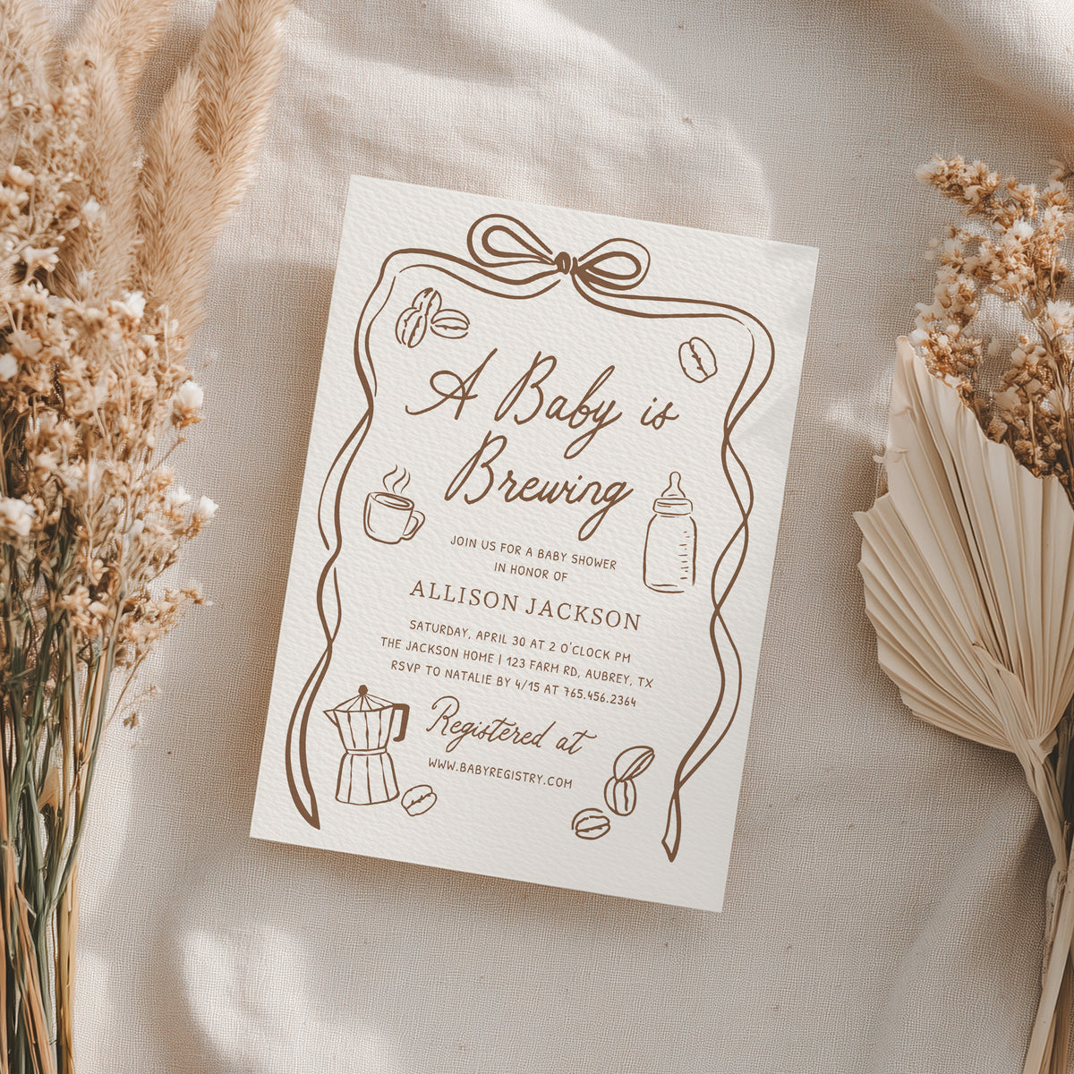 Hand Drawn Coffee Baby Shower Invitation