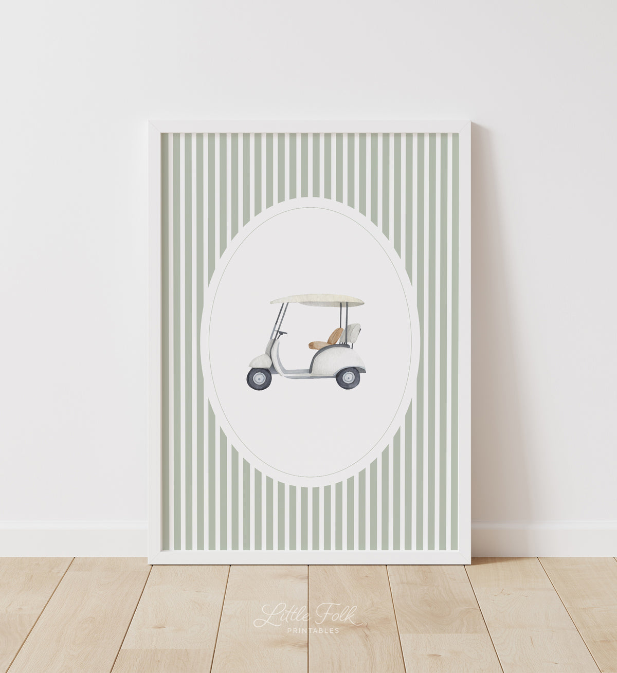 Sage Green Vintage Golf Cart Print