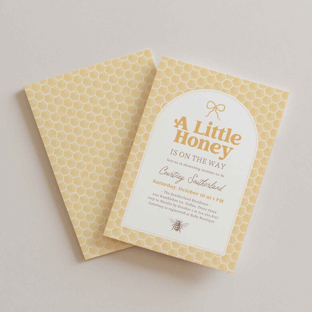 Bee Honeycomb Baby Shower Invitation