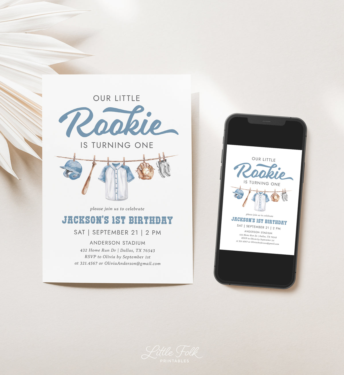 Baseball Clothesline Birthday Invitation Template