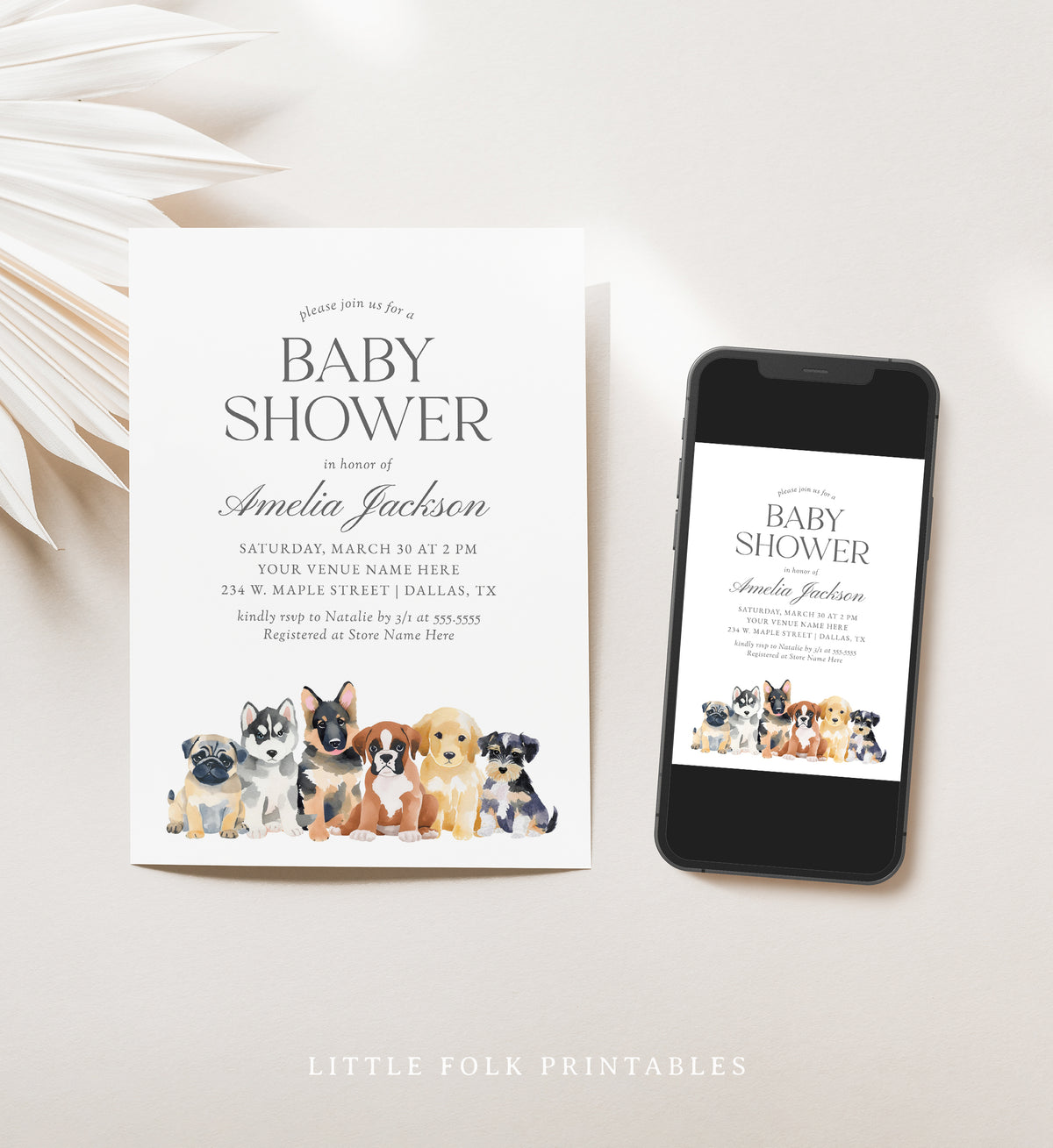 Puppy Baby Shower Invitation Template
