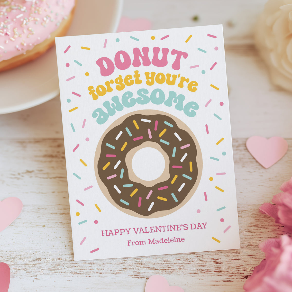 Chocolate Donut Valentine's Card Template