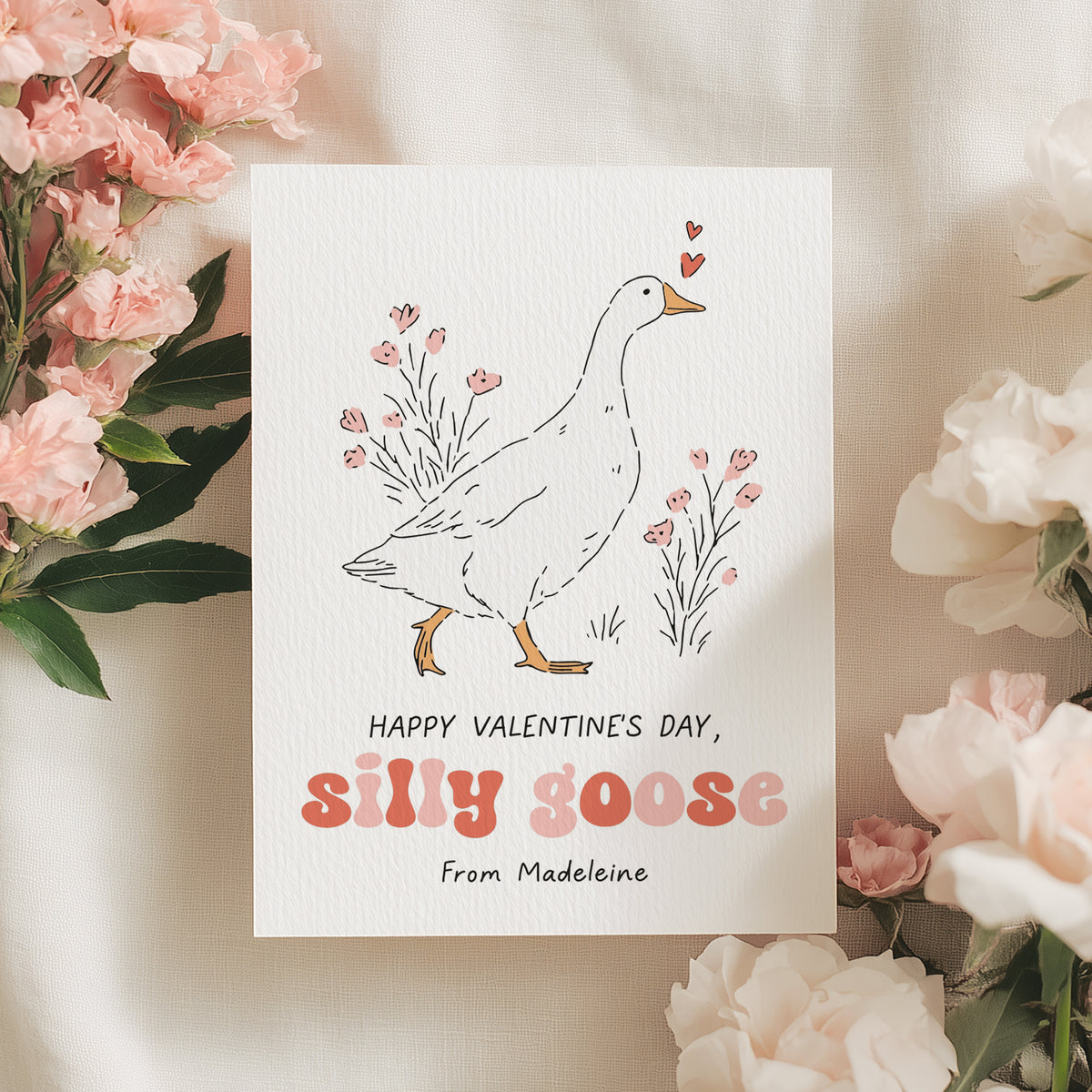 Silly Goose Valentine's Card Template
