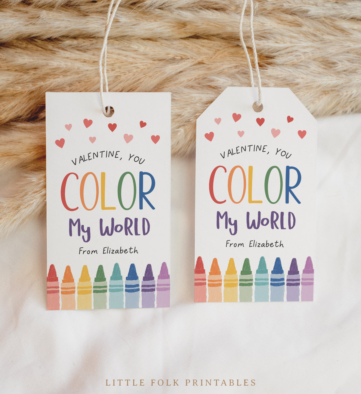 Crayon Valentine's Tag Template